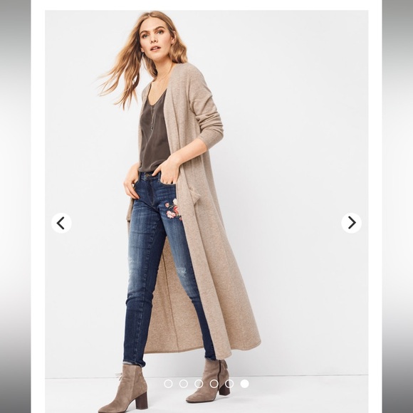 Garnet Hill Gray 100% Cashmere Easy Duster Cardigan Sweater Sz S - Picture 5 of 16